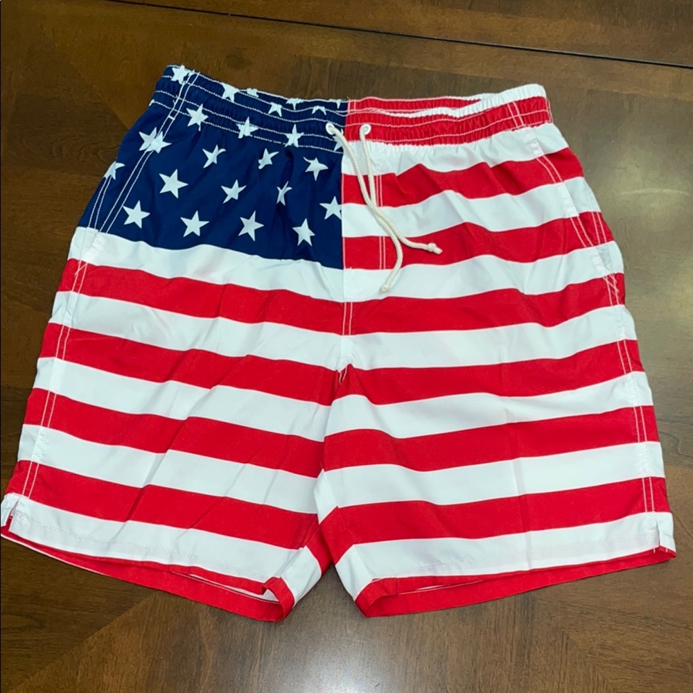 Old Navy Red, White, and Blue Swim Trunks, Mens L